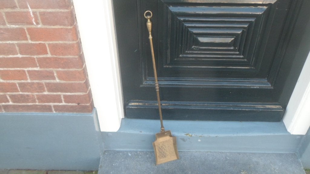 Koperen haardschep asschep voor openhaard of kachel messing, Ophalen of Verzenden