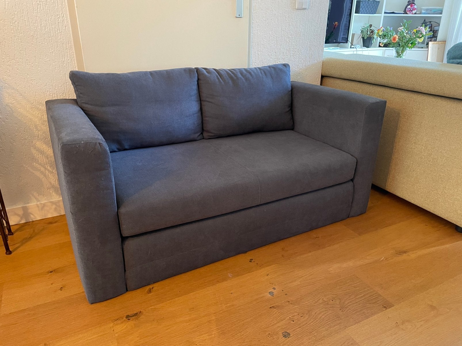 Slaapbank, Ophalen, Tweepersoons, Zo goed als nieuw, 140 cm