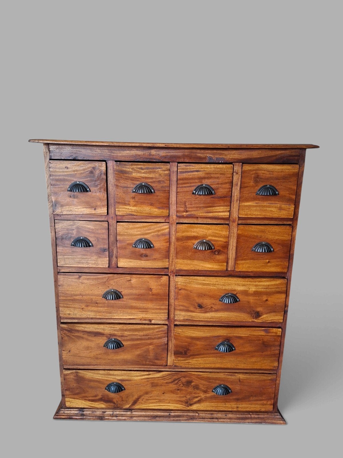 Antieke teakhouten ladenkast, apothekerskast, archiefkast