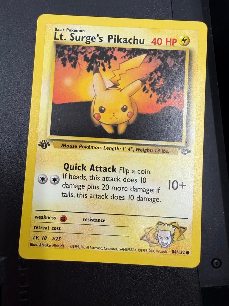 Lt. Surge's Pikachu Pokémon Kaart (84/132), Ophalen of Verzenden, Gebruikt, Losse kaart