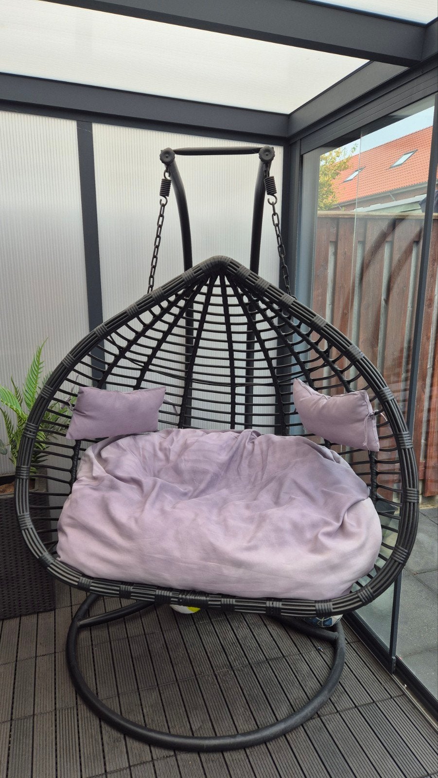 Zo goed als nieuwe hangstoel met standaard, Tuin en Terras, Hangmatten, Meerpersoons, Ophalen of Verzenden, Zo goed als nieuw