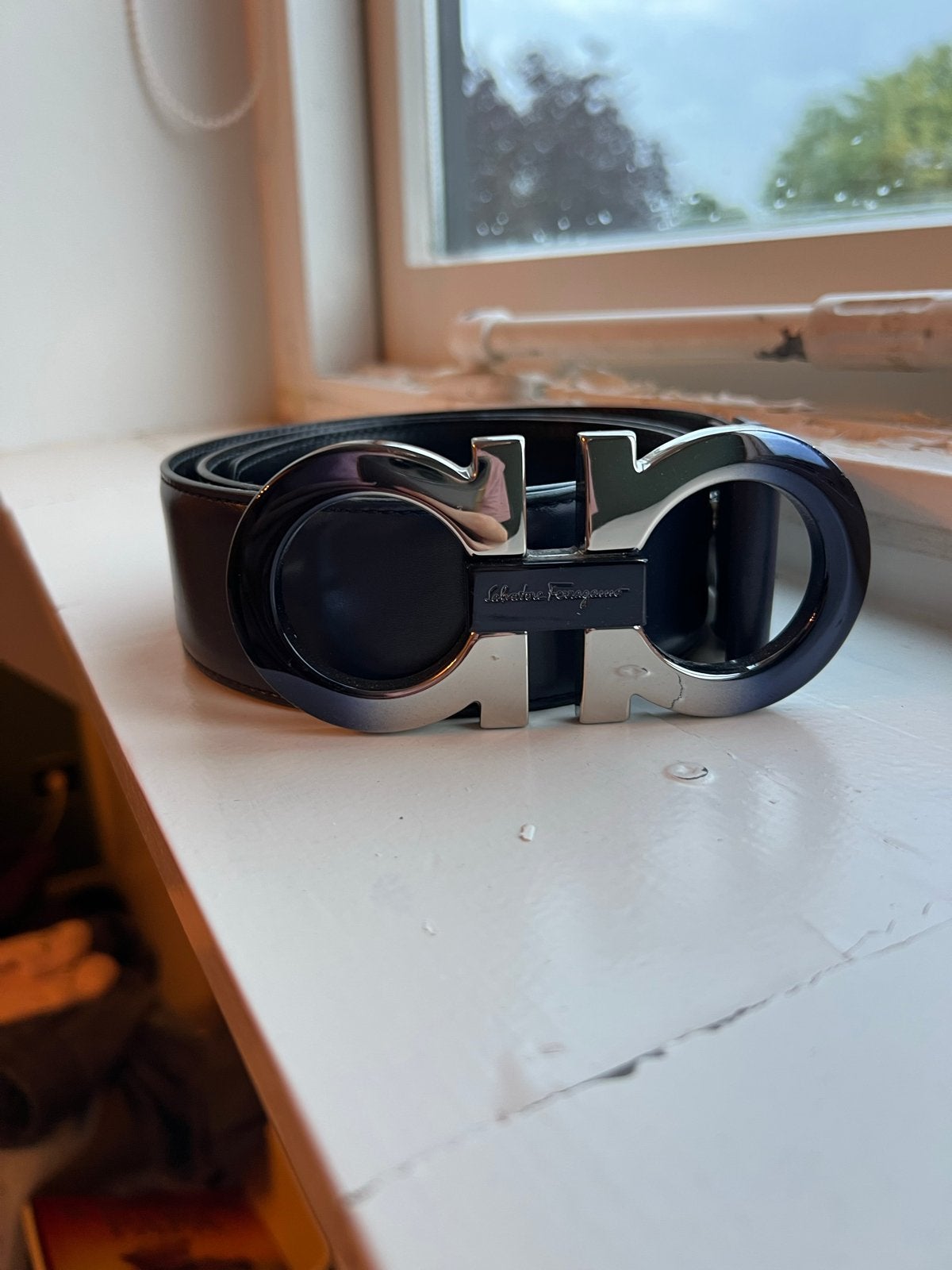 Ferragamo riem blauw, Overige kleuren, Echt leder, Ophalen of Verzenden, Riem of Ceintuur