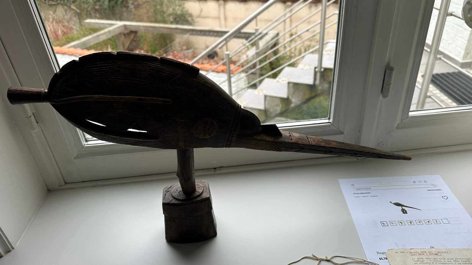 Uniek Baga Anok M'atioli vogelbeeld uit Guinee, Antiek en Kunst, Kunst | Niet-Westerse kunst, Beeld, Afrika, Hout, Bruin, Handgemaakt