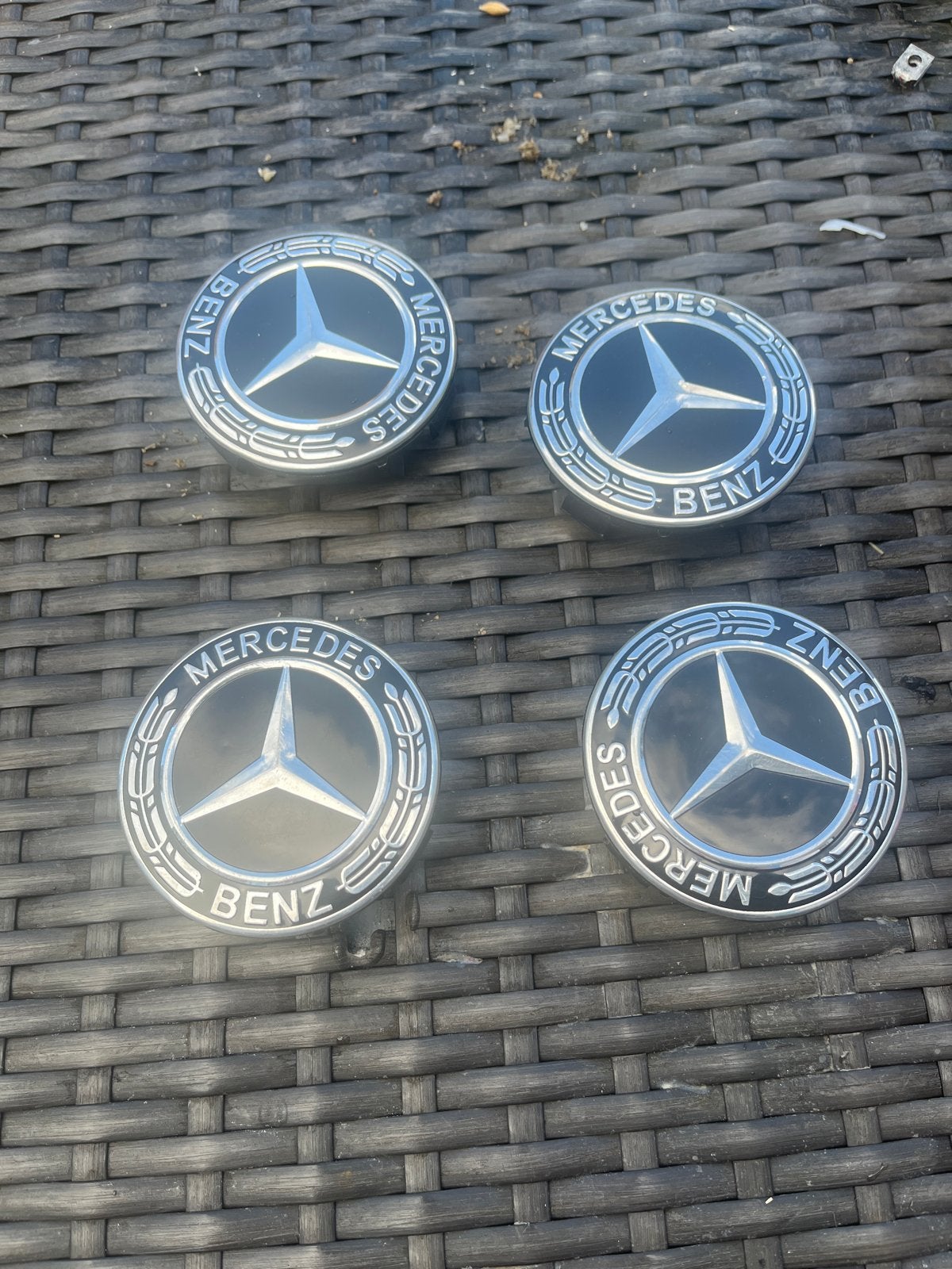 4 Mercedes-Benz Naafdoppen - Zwart/Zilver, Ophalen of Verzenden, Gebruikt