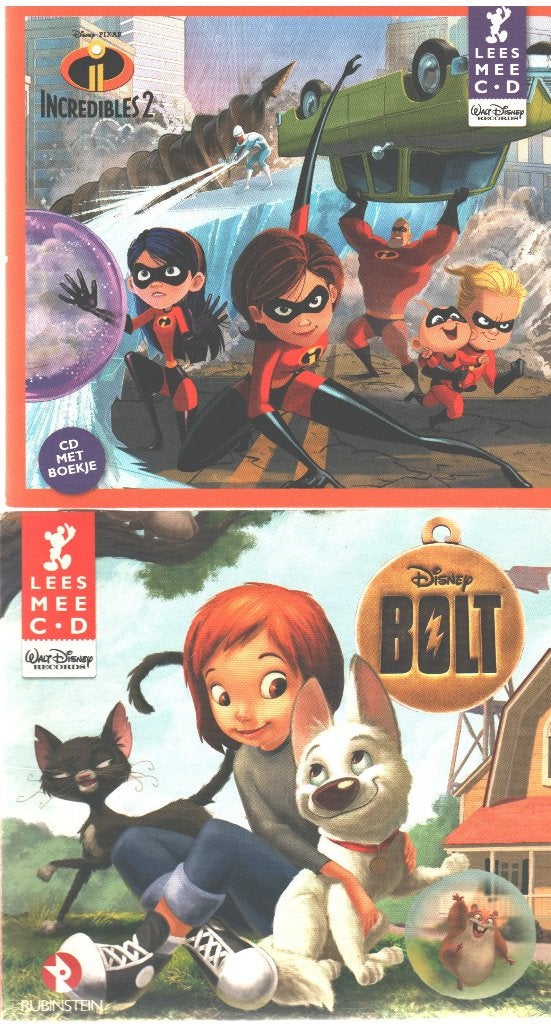 Lees Mee cd's  Incredibles en Bolt., Ophalen of Verzenden, Zo goed als nieuw, Luisterboek, 6 tot 9 jaar