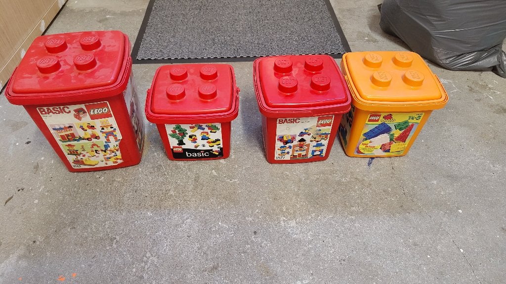 Te koop: LEGO 4x vintage opberg dozen (leeg), Ophalen, Gebruikt, Overige thema's, Lego