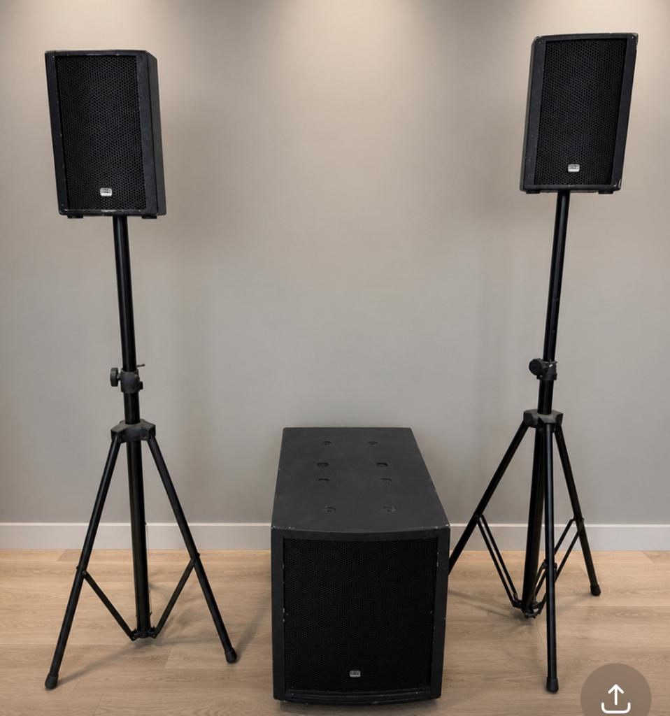 DAB Club mate II te huur! Speakerset + sub tot ca. 150-200p, Ophalen of Verzenden, Zo goed als nieuw, Minder dan 500 watt
