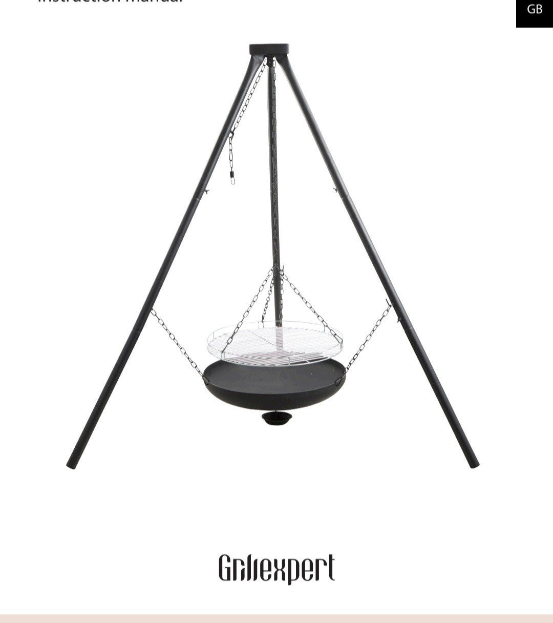 Driepoot bbq met verstelbaar rooster en pan, Tuin en Terras, Ophalen, Zo goed als nieuw, Grillexpert, Met accessoires