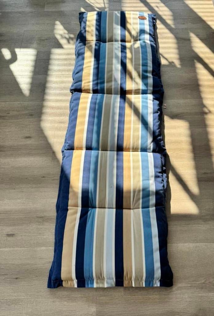Summerset ligbedkussen 200x60cm blauw/beige/wit, Tuin en Terras, Tuinmeubel-accessoires, Ophalen of Verzenden, Gebruikt