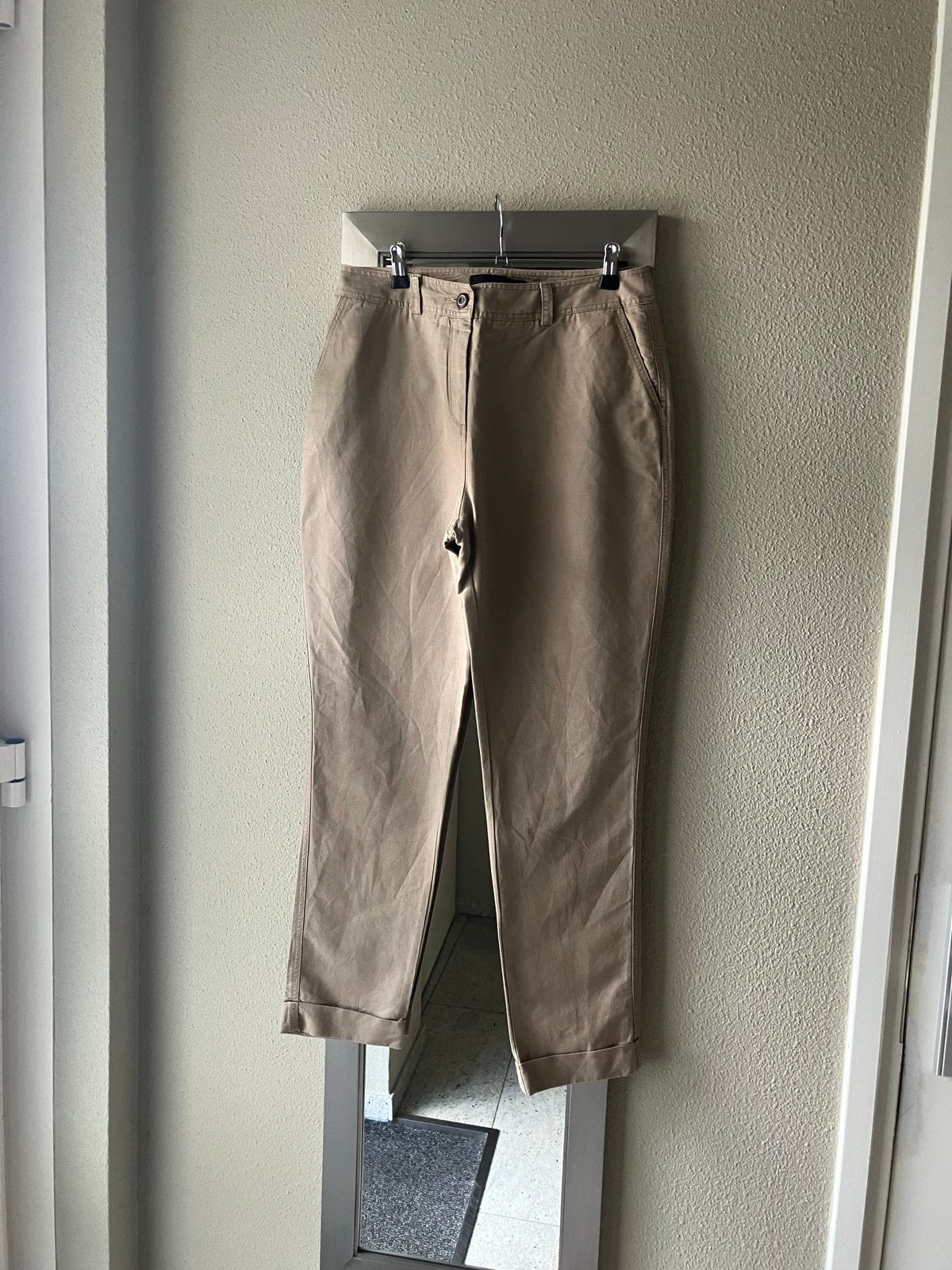 La Ligna beige linnen/katoen chinobroek # 38, Maat 38/40 (M), Beige, Ophalen of Verzenden, Lang