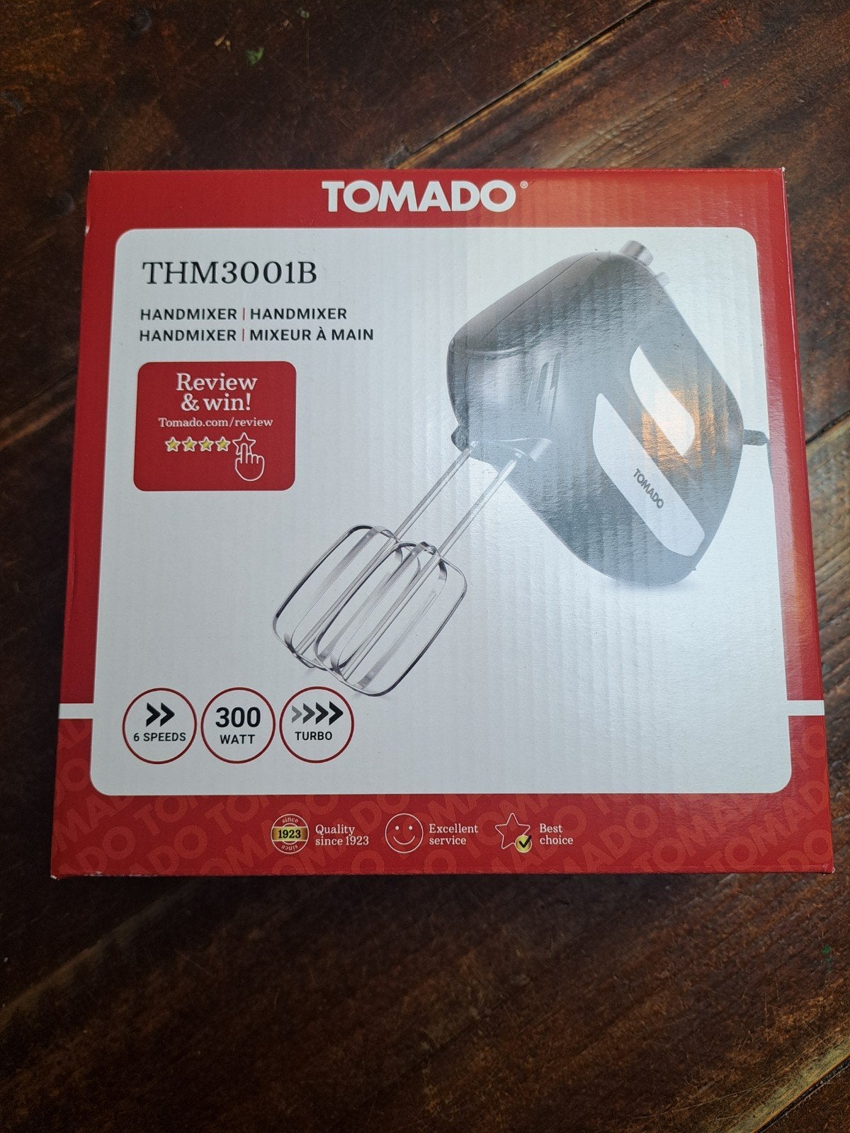 Tomado THM3001B Handmixer - Nieuw in verpakking, Ophalen, Nieuw, Vaatwasserbestendig, 3 snelheden of meer