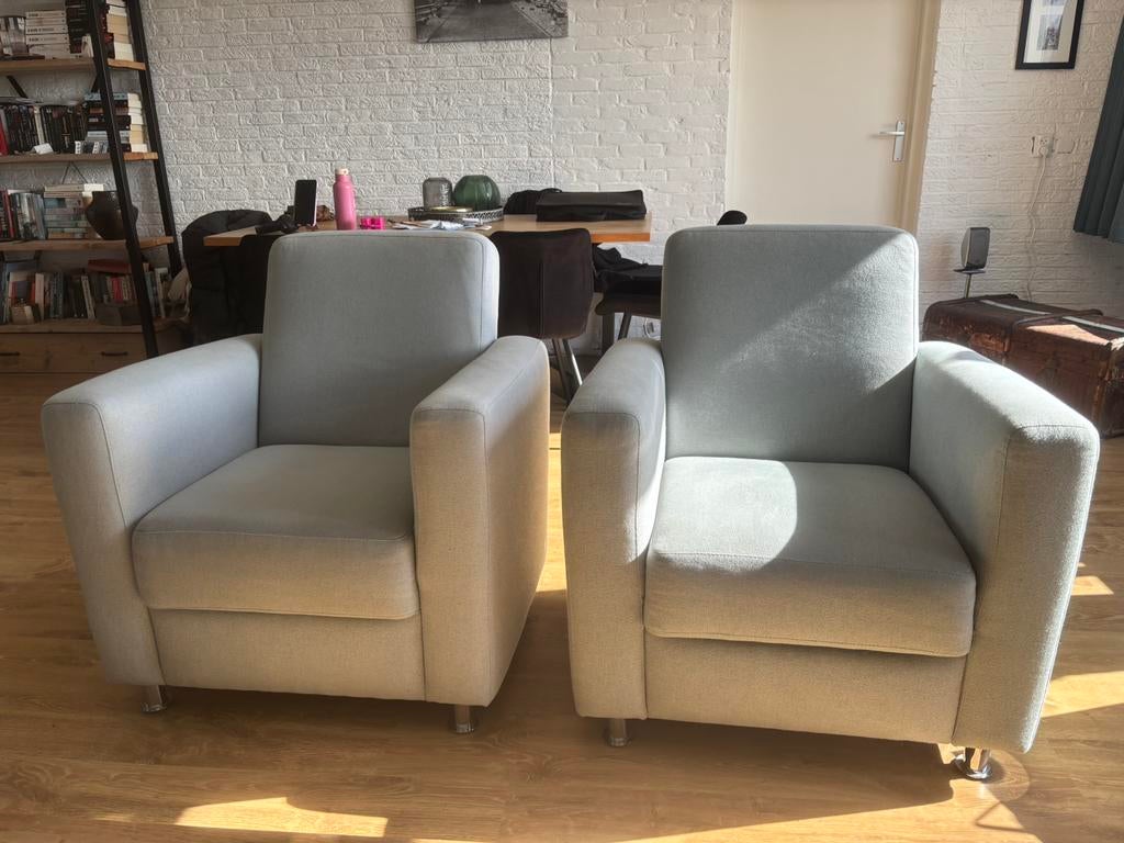 2x  groene fauteuil van Pronto, Ophalen, Gebruikt, 75 tot 100 cm, Stof