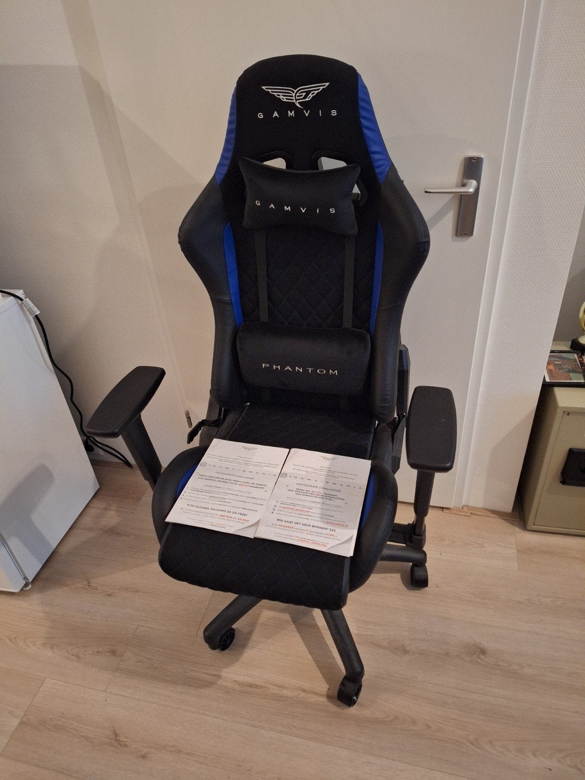 GAMVIS Phantom Gaming Bureaustoel - Zwart/Blauw, Ophalen, Blauw, Zo goed als nieuw, Gaming bureaustoel