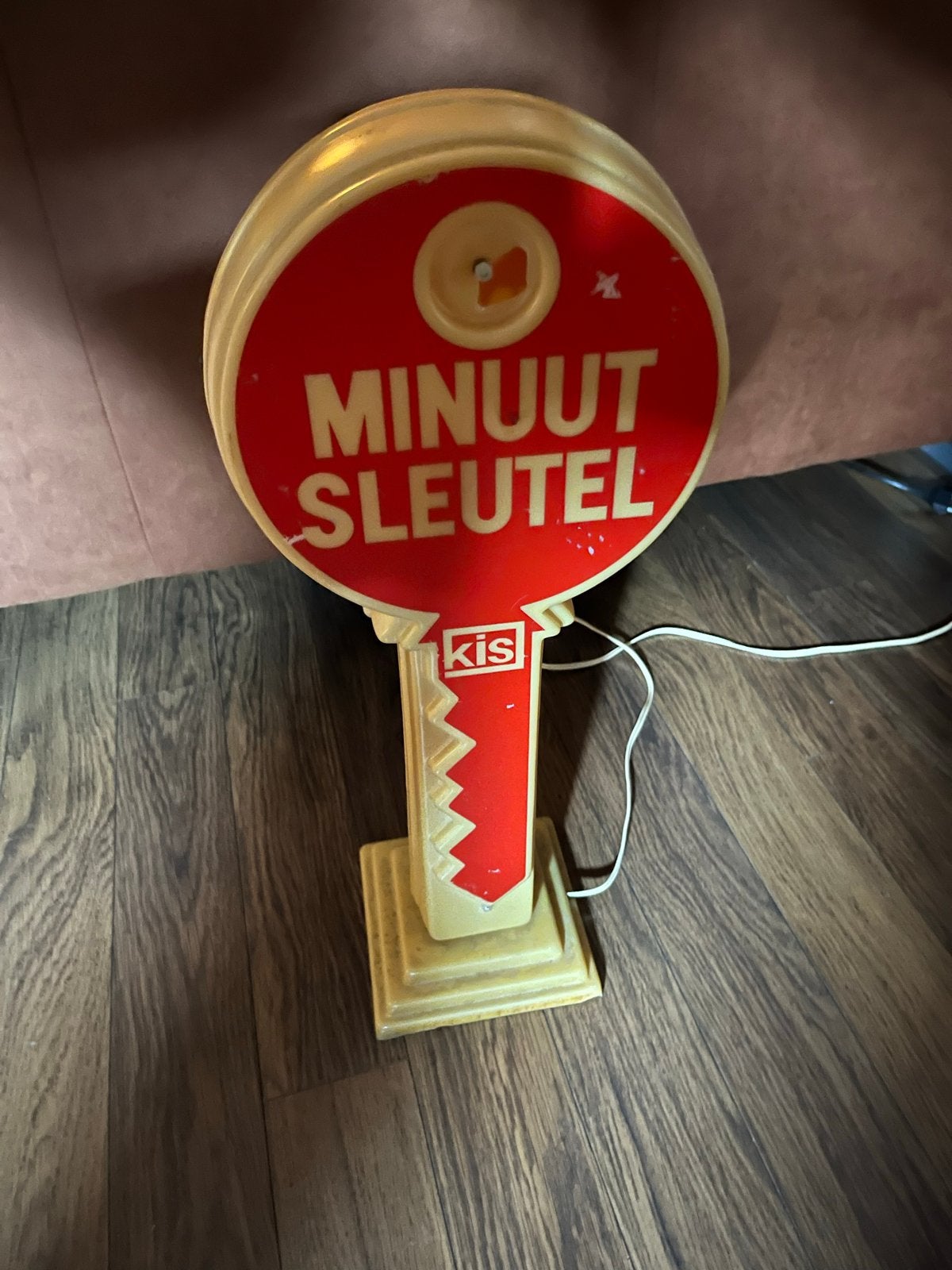 Vintage Lichtbak "Minuut Sleutel" - Decoratieve Reclame, Ophalen of Verzenden, Gebruikt