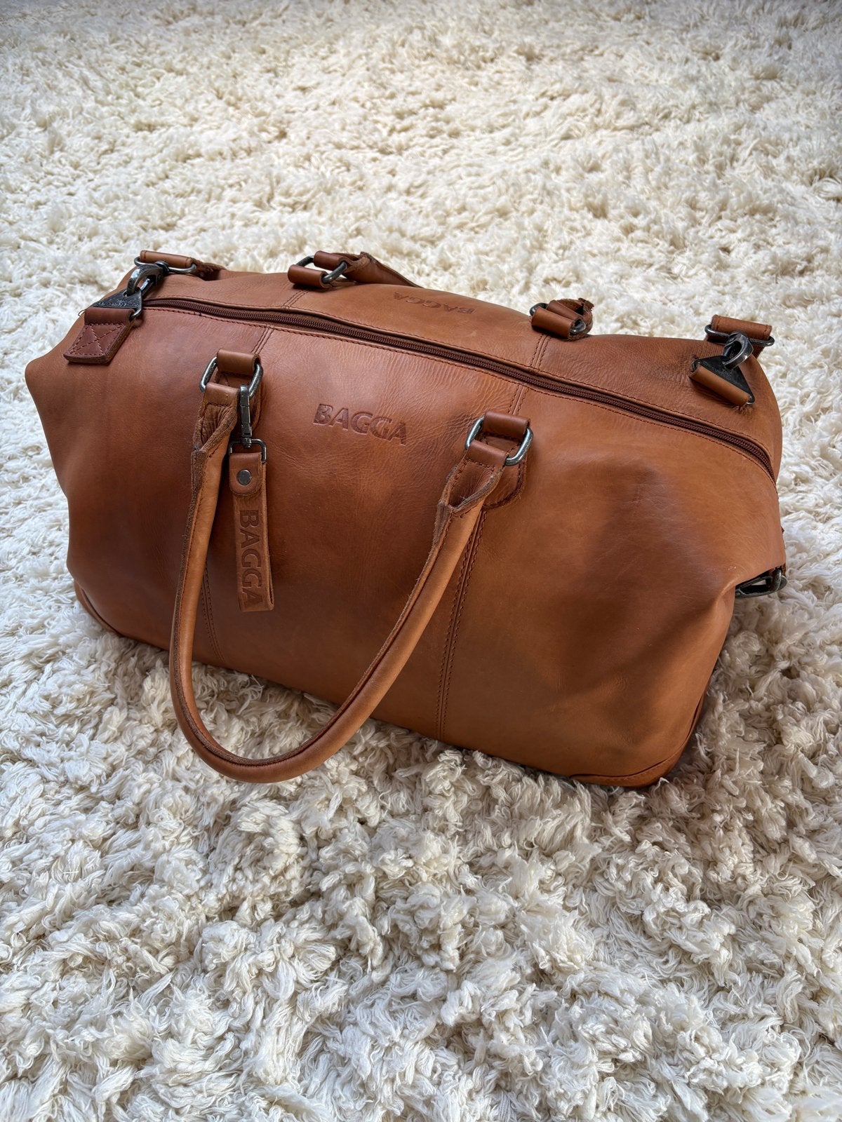 Bagga Leren Duffel - Sport, Werk & Reistas (32L) ZGAN, Ophalen, Zo goed als nieuw, Bruin, Overige typen