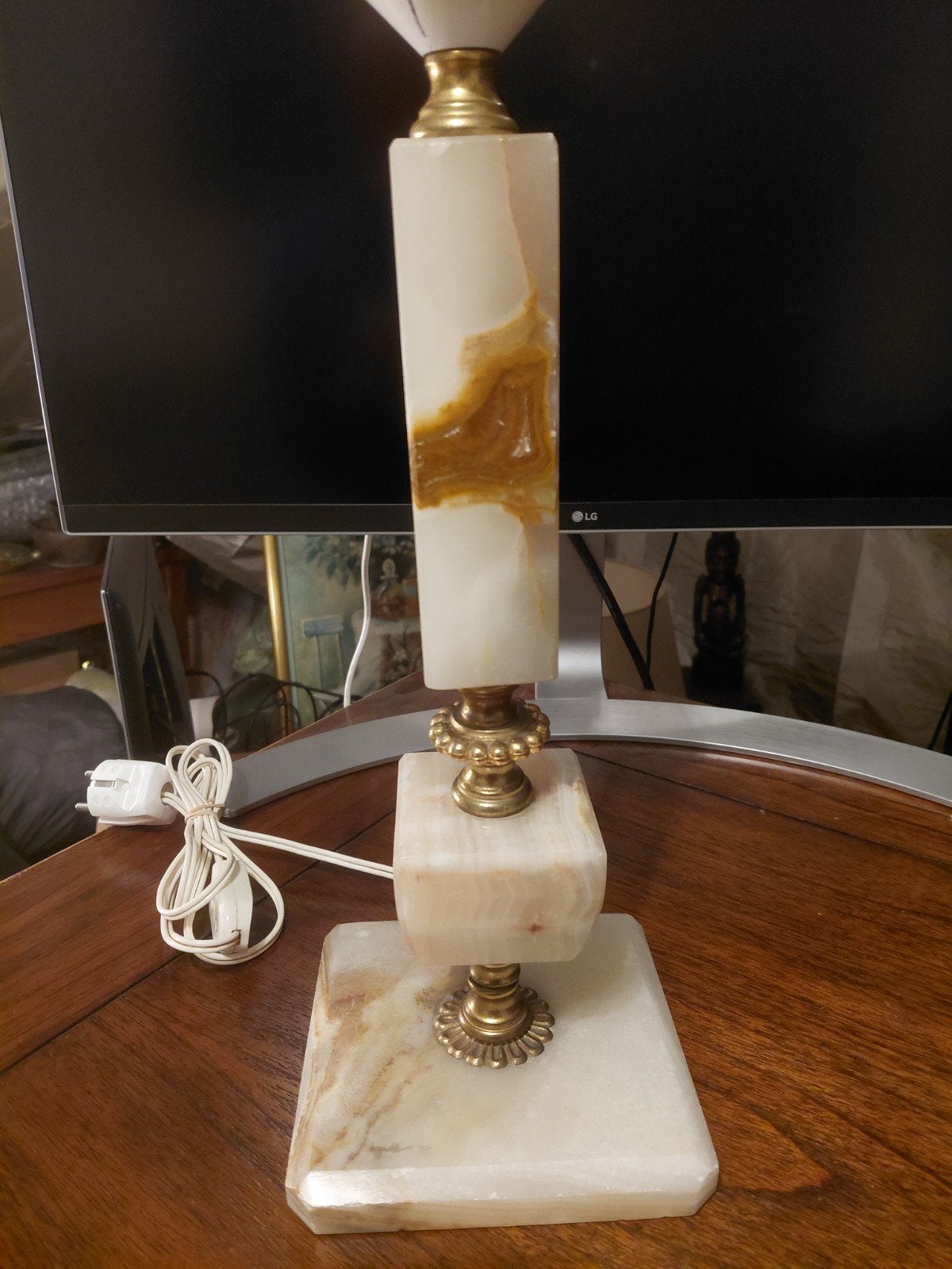 Onyx Tafellamp - Klassiek Design, 33cm Hoog, Antiek en Kunst, Ophalen of Verzenden