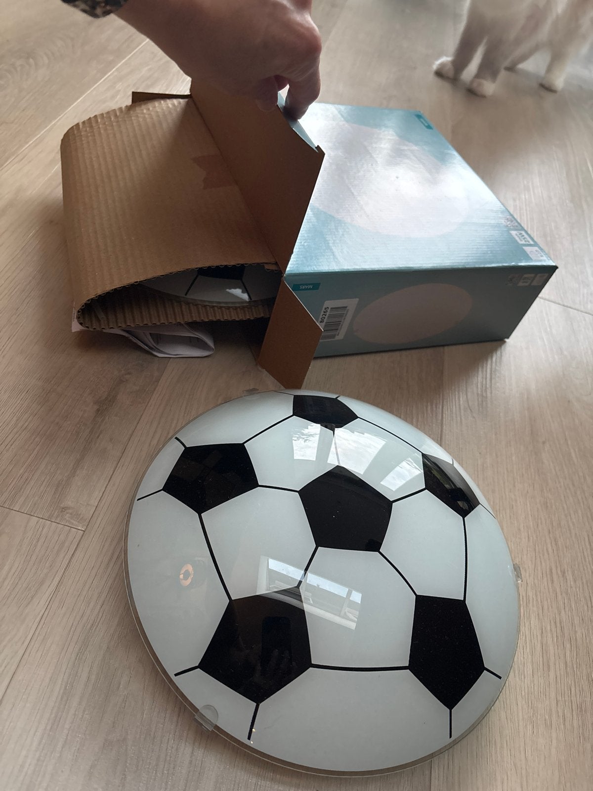 Voetbal plafondlamp -  kinderkamer, Ophalen, Wit, Kunststof, E27 (groot)
