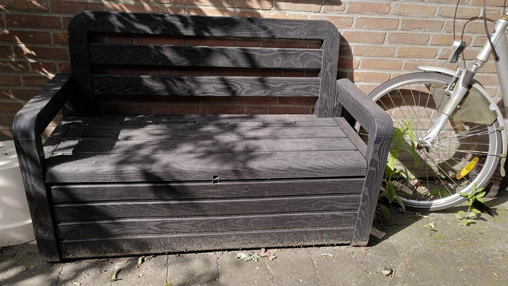 Tuinbank met opbergbak, Tuin en Terras, Ophalen, Gebruikt, Kunststof