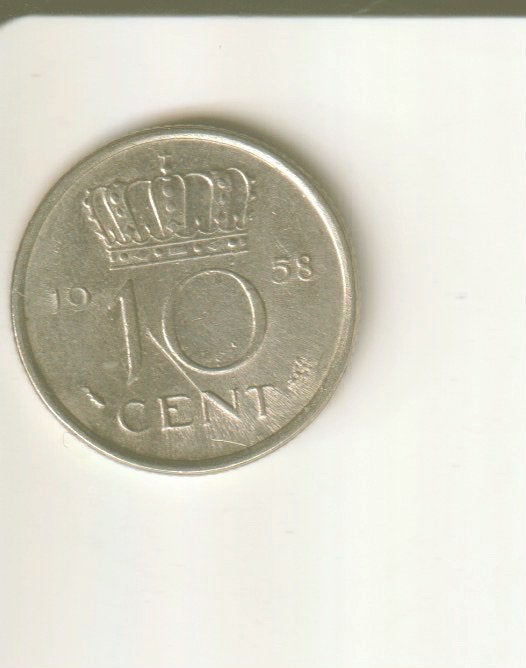 10 cent 1958 nederland, Postzegels en Munten, Munten | Nederland, Verzenden, Koningin Juliana, 10 cent