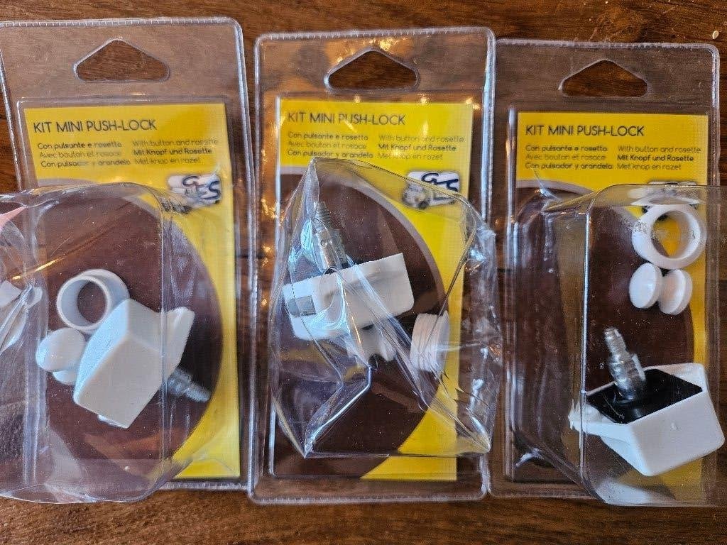 3x kit mini push-lock, Ophalen of Verzenden, Nieuw, Overige materialen, Schuif of Grendel