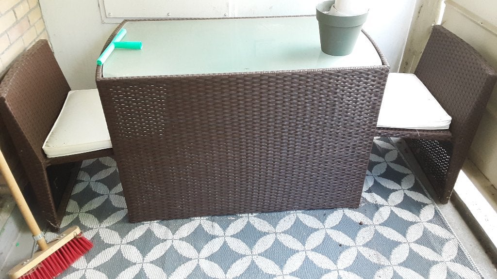 Balkonset, Tuin en Terras, Rotan, Zo goed als nieuw, Tuinset, Ophalen