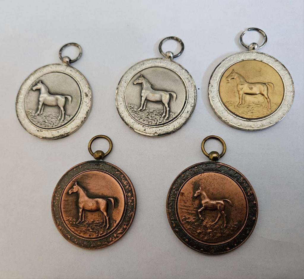 Set van 5 Medailles met Paardenmotief, Verzenden, Overige materialen, Nederland