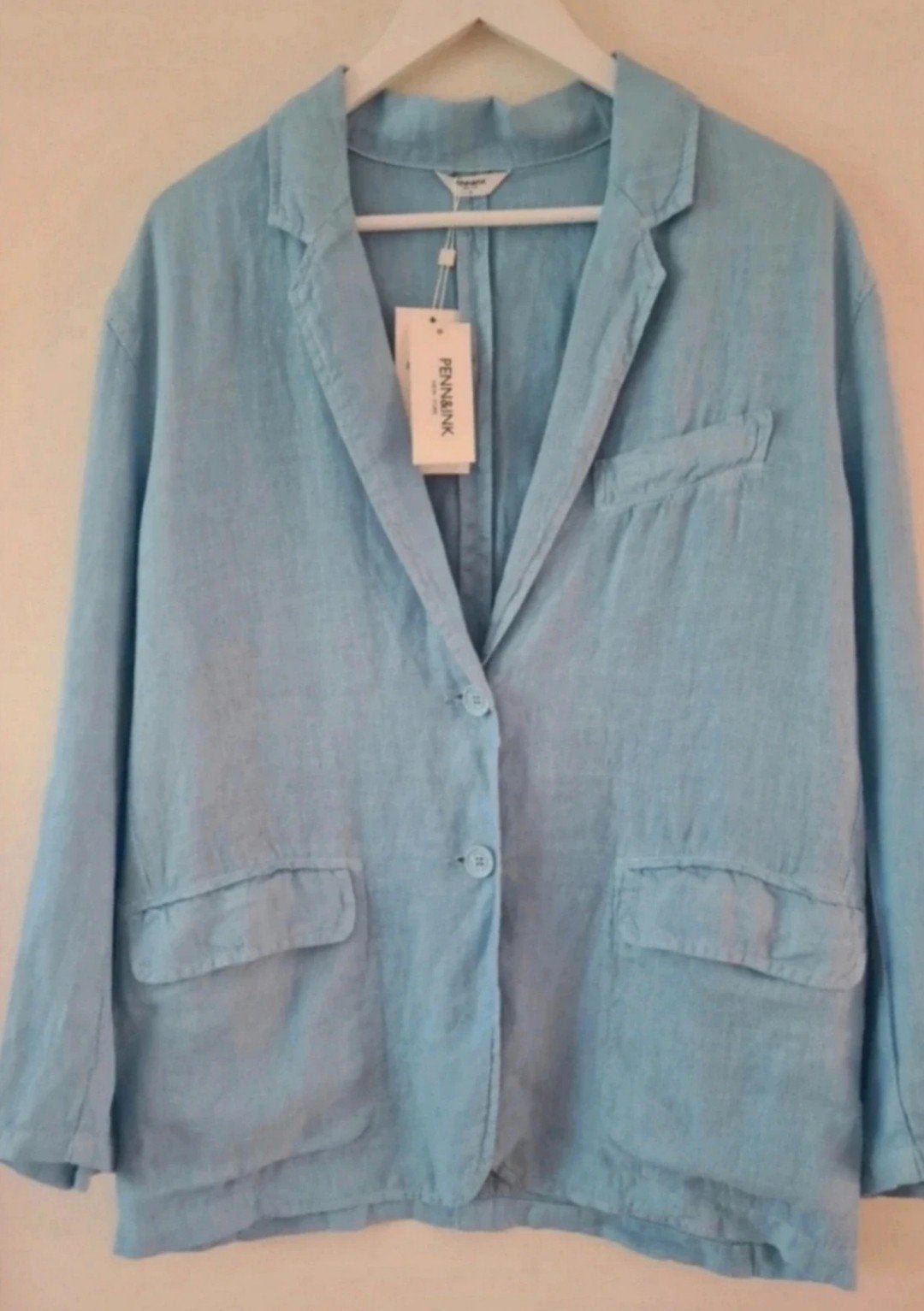 Nieuwe linnen blazer 36 38 M Penn&Ink N.Y. baggy colbertje, Penn&ink, Blauw, Nieuw, Ophalen of Verzenden