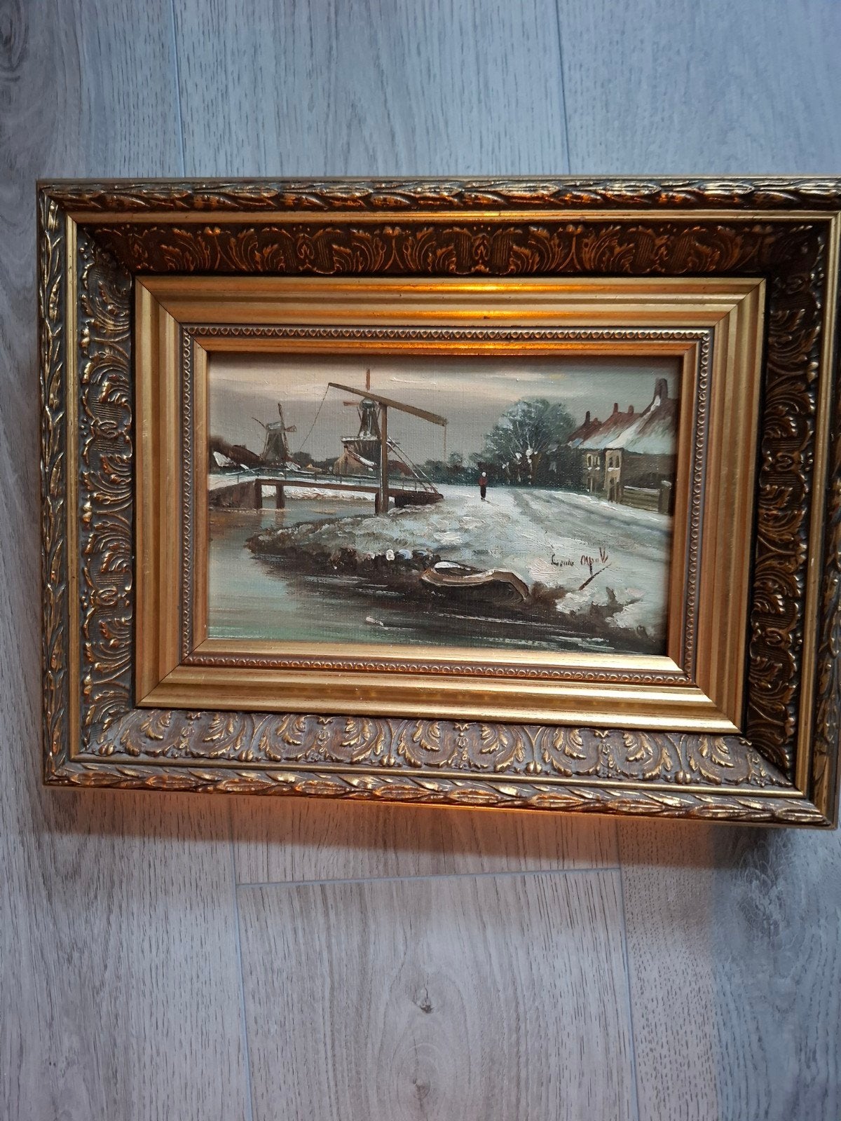 Schilderij 'Winterlandschap' - Kopie Louis Appel (ca. 1920), Antiek en Kunst, Ophalen, Paneel, Landschap, Olieverf