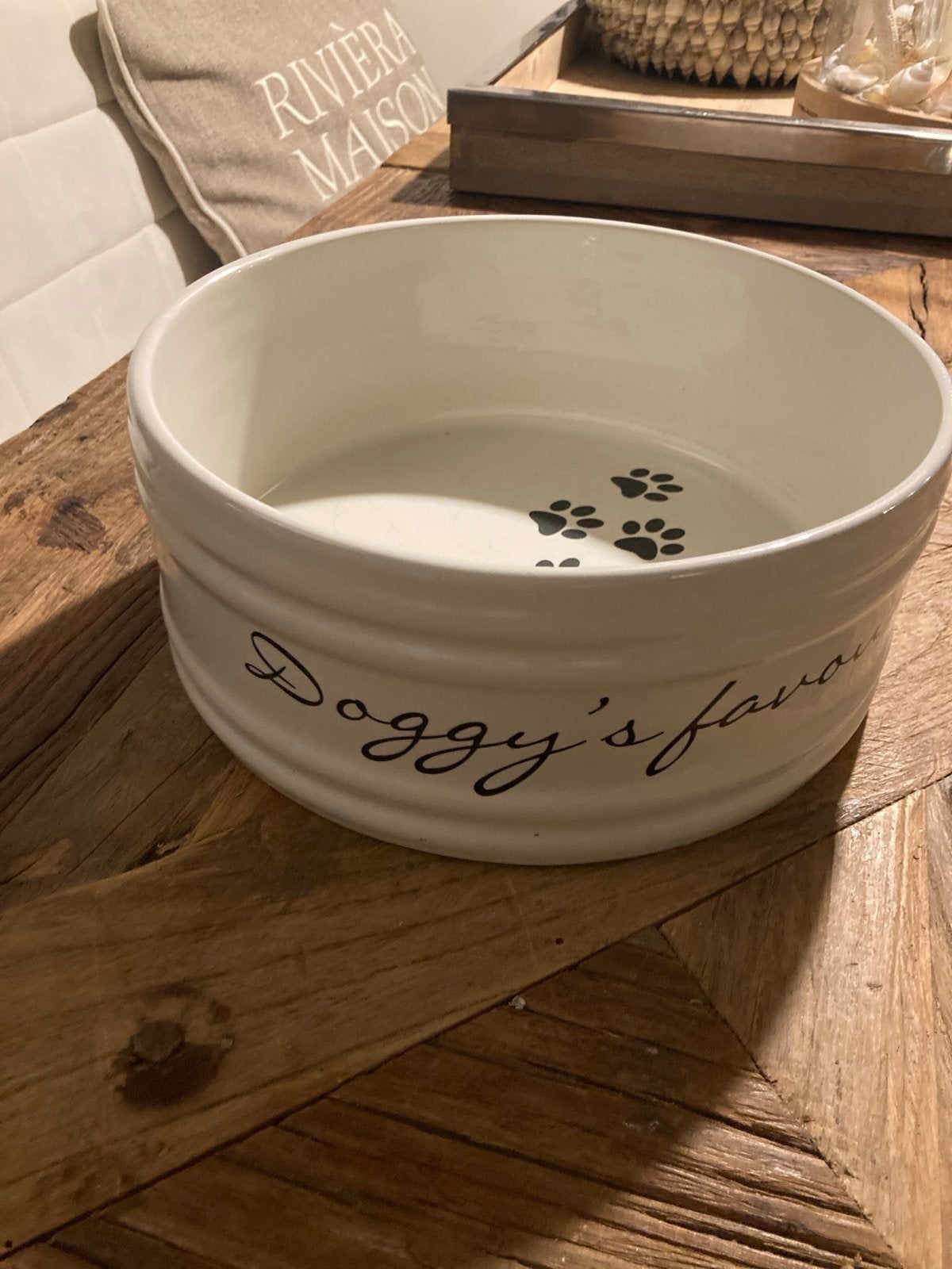Riviera Maison honden voer/drink bak, Ophalen of Verzenden, Nieuw, Steen of Aardewerk, Geglazuurd