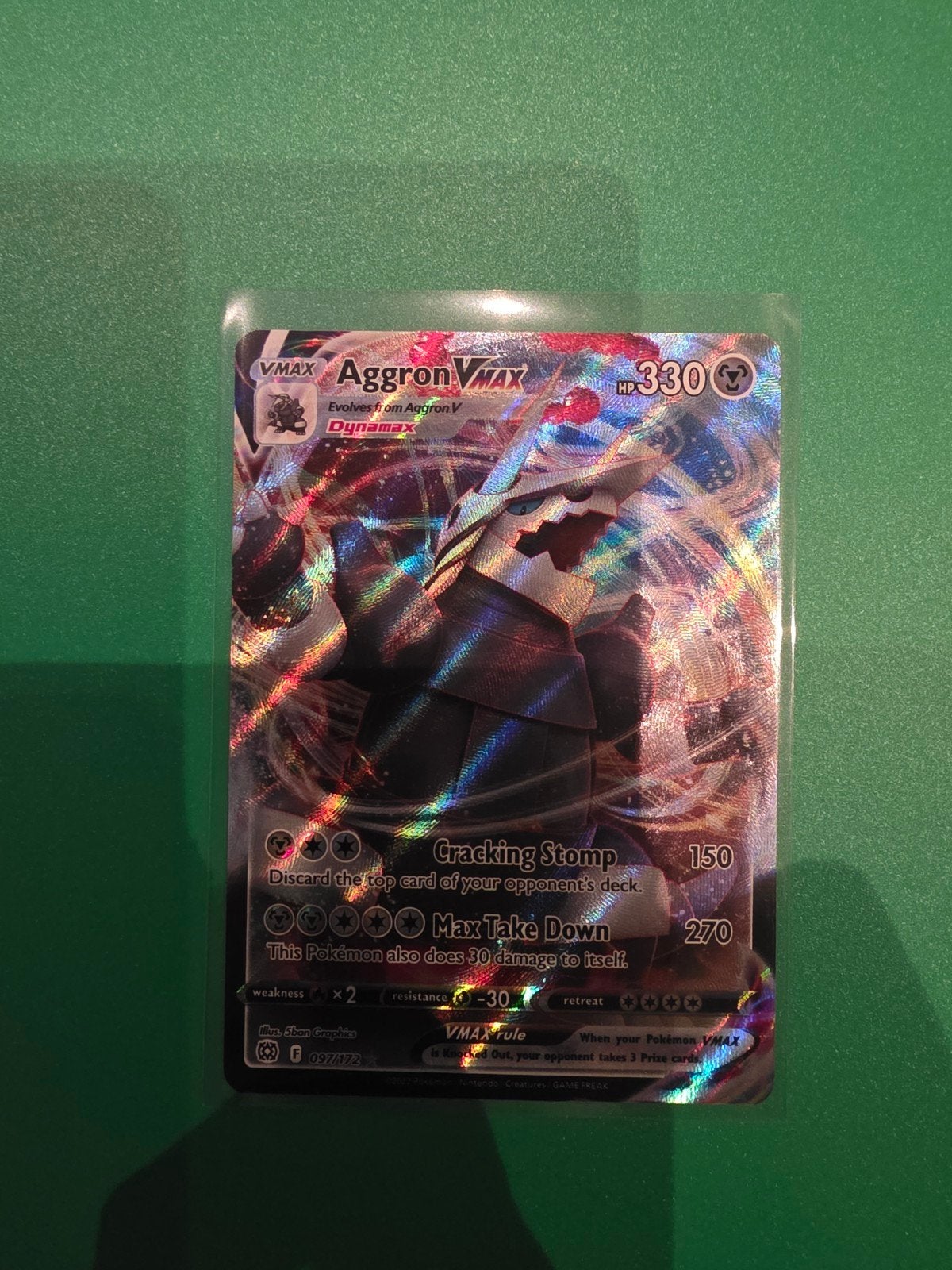 Aggron VMAX 097/172, Ophalen of Verzenden, Zo goed als nieuw, Losse kaart