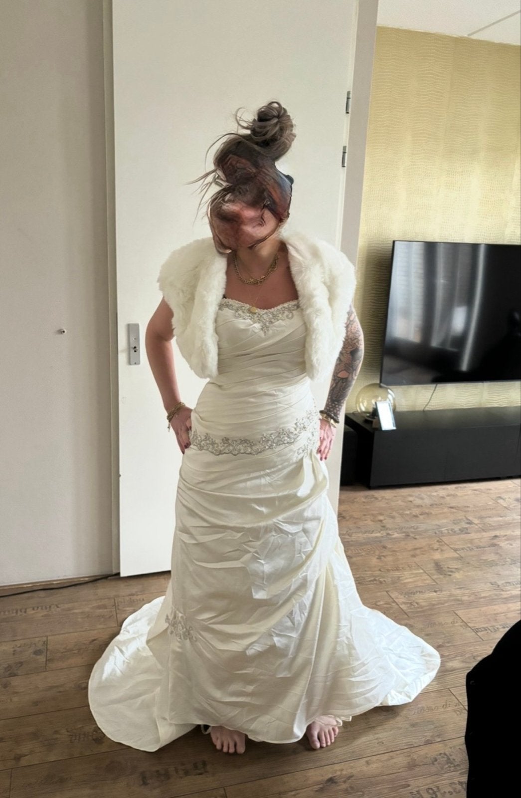 Halloween Bruidsjurk Maat 34/36 met Stola/Vestje, Ophalen of Verzenden, Gedragen, Wit, Trouwjurk