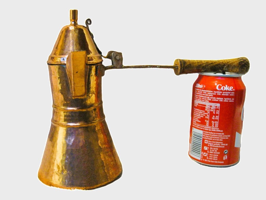 Chocolatiere chocoladegieter (koper)., Ophalen