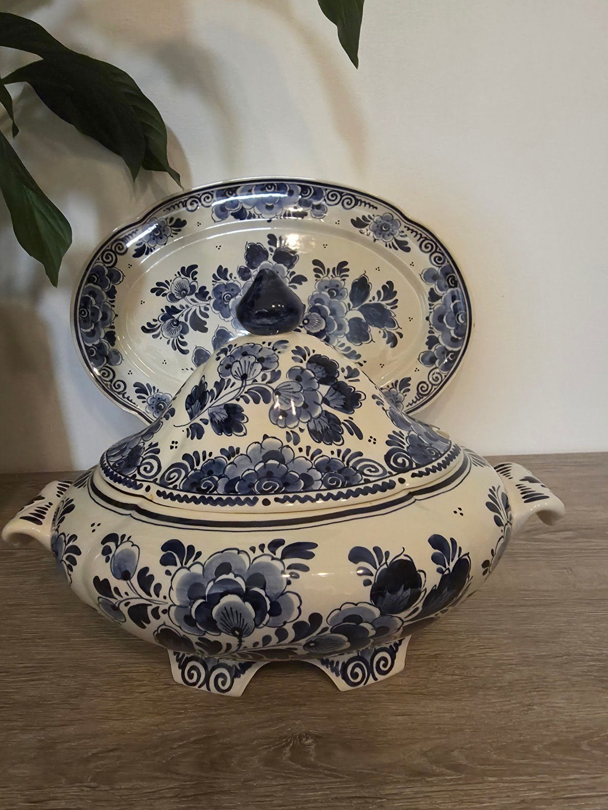 Delfts Blauw Terrine en Schaal - Handgeschilderd, Ophalen of Verzenden