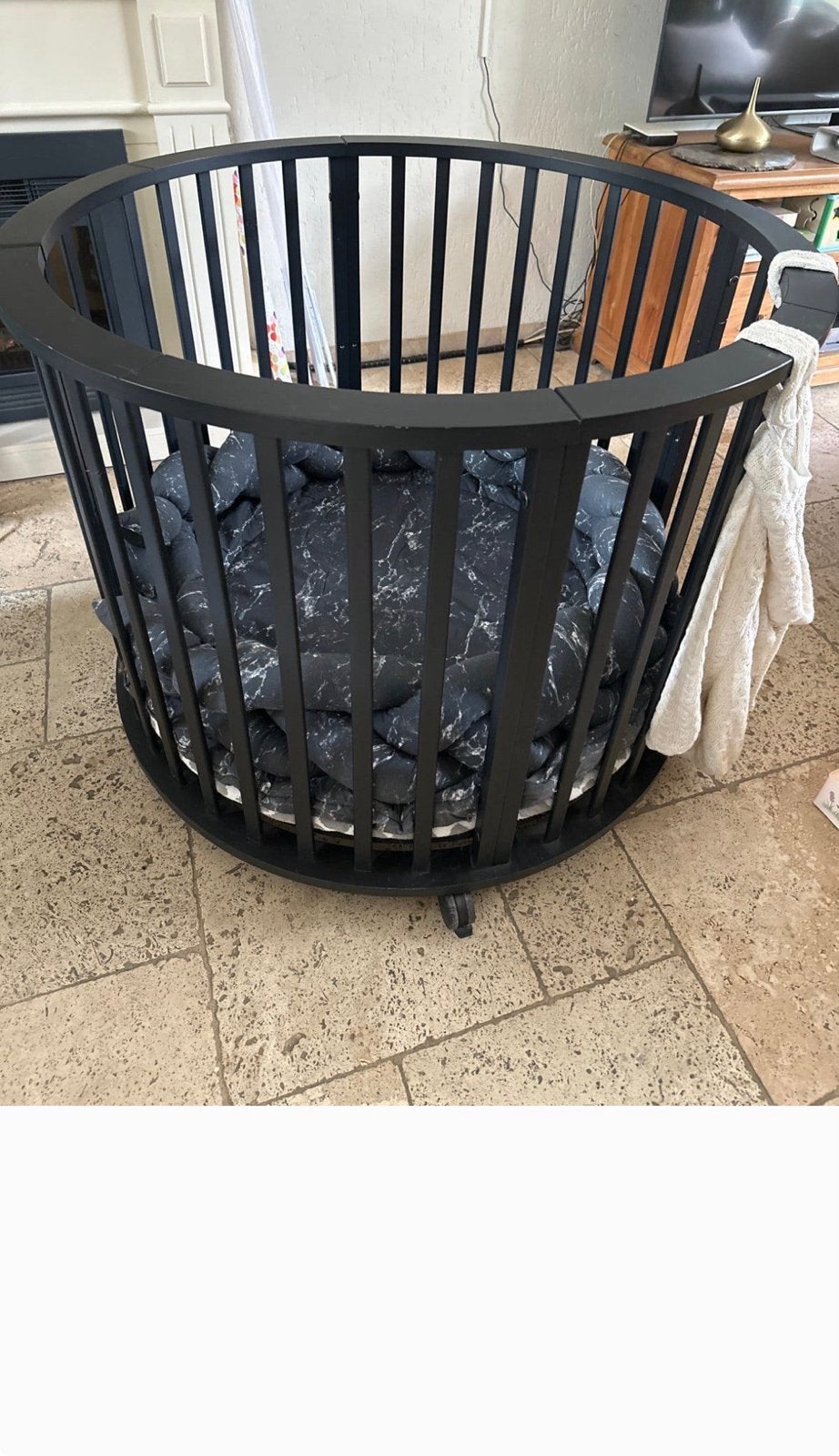 Europe Baby Circa Ronde Box Zwart incl boxkleed en bumper, Ophalen, Zo goed als nieuw, Rond, In hoogte verstelbaar