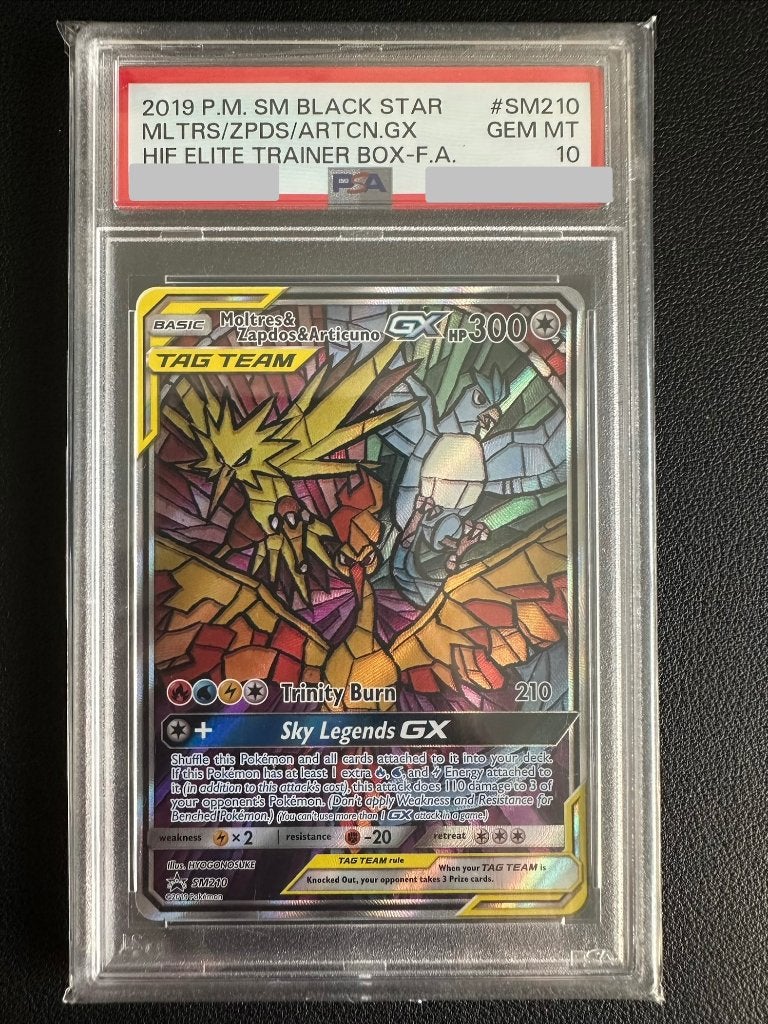 Moltres & Zapdos & Articuno GX (SM 210) PSA 10, Ophalen of Verzenden, Zo goed als nieuw
