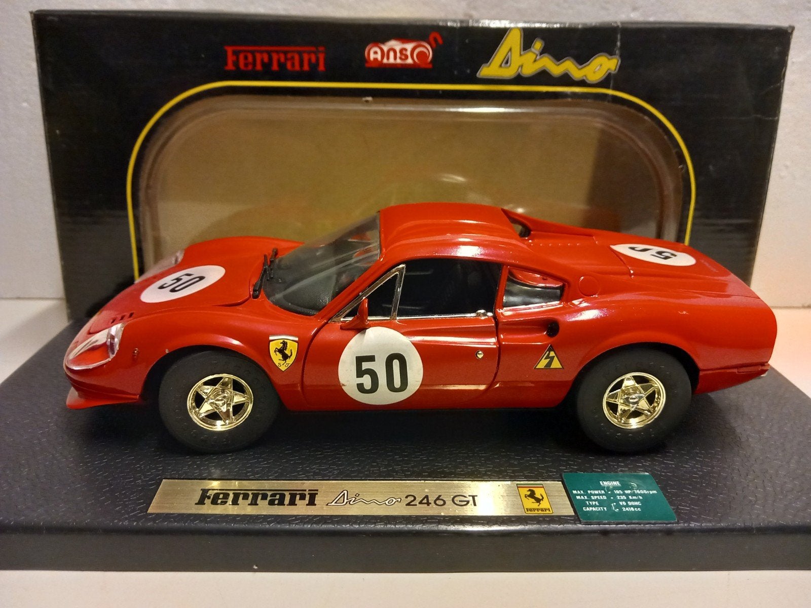 Ferrari 246 GT Dino #50 rood 1972 Anson metal 1:18 KRD, Hobby en Vrije tijd, Modelauto's | 1:18, Ophalen of Verzenden, Zo goed als nieuw