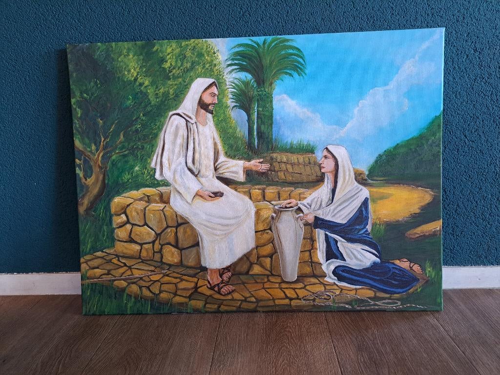 Schilderij Bijbel, Antiek en Kunst, Kunst | Schilderijen | Klassiek, Ophalen of Verzenden