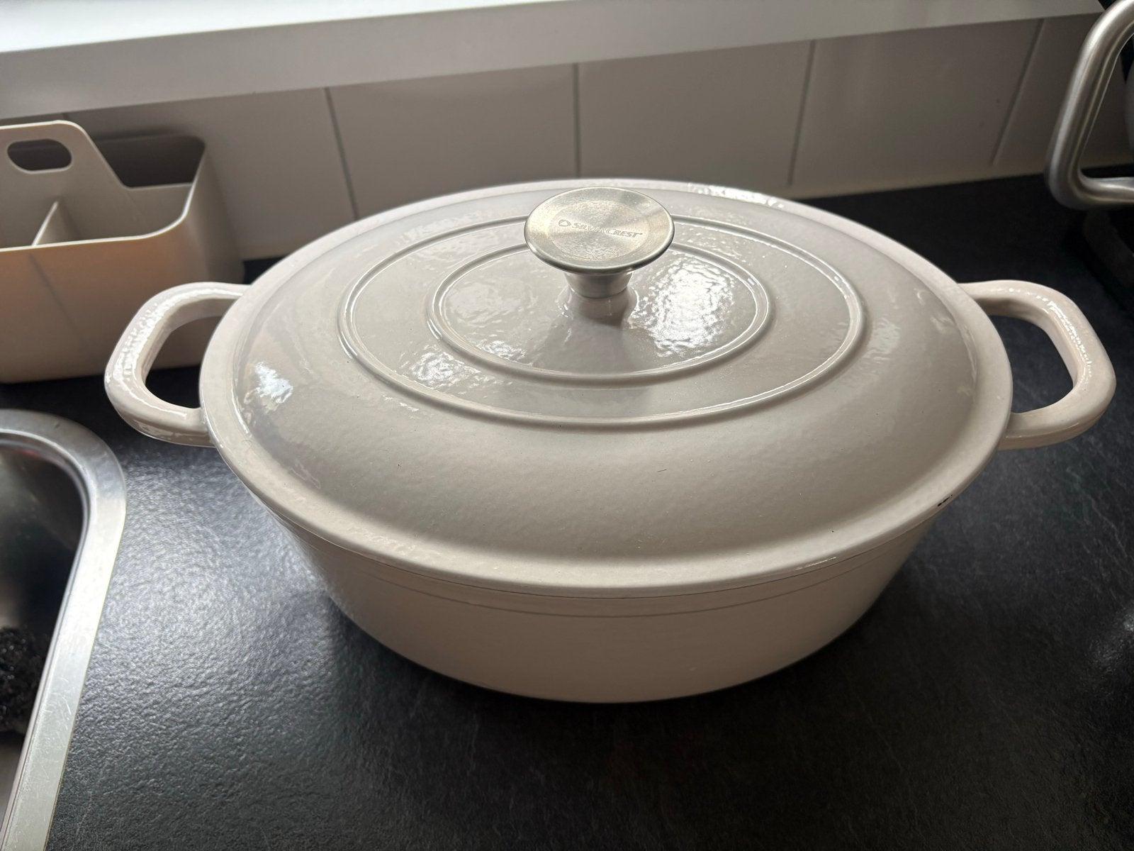 Gietijzeren Braadpan met Deksel - Crème, Ophalen, Met deksel, Zo goed als nieuw, Overige merken