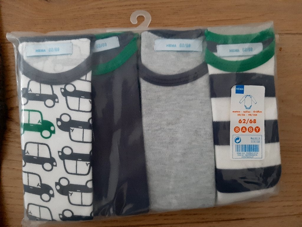 4 Rompertjes Met Lange Mouwen Nieuw In Verpakking, Nacht- of Onderkleding, Nieuw, Ophalen of Verzenden, Hema