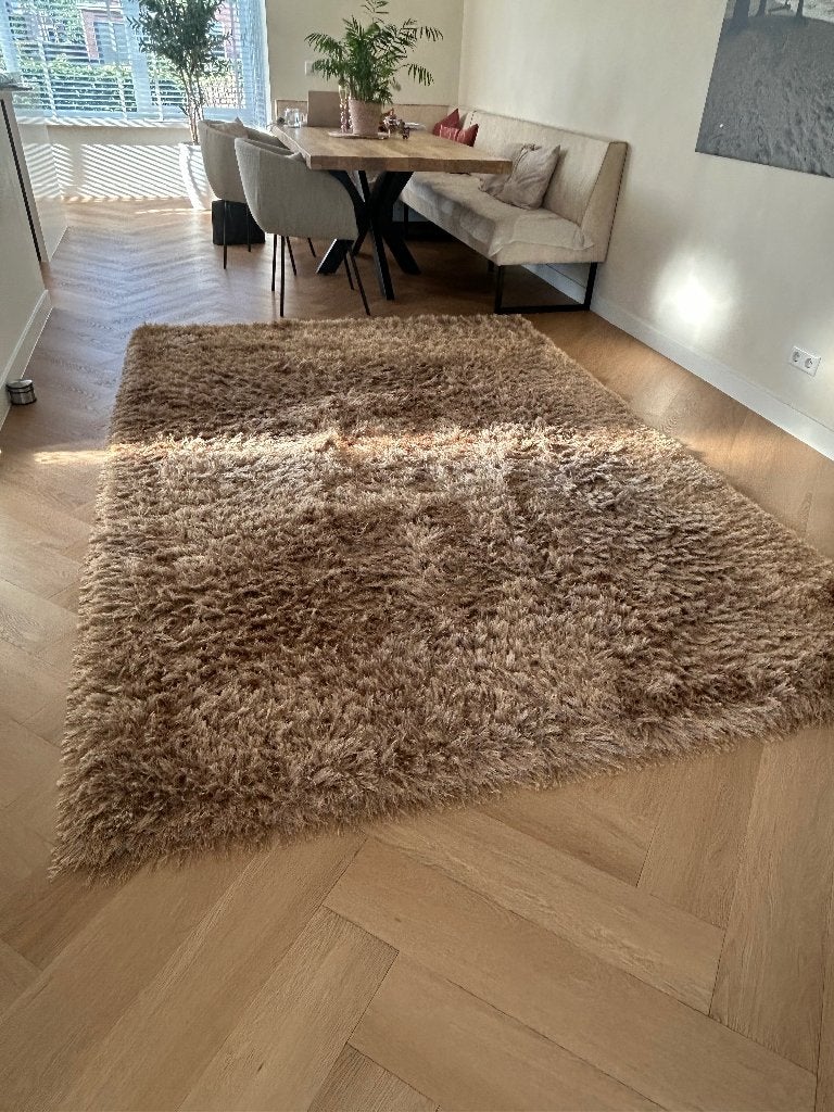 Hoogpolig vloerkleed - Bruin/Beige, Ophalen, Gebruikt, Modern, Warm, Comfortabel, 150 tot 200 cm