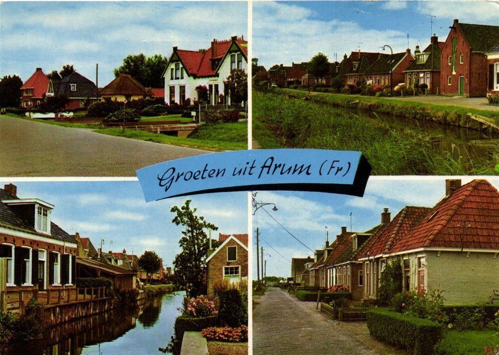 Groeten uit Arum [Fr] - 4 afb dorp - 1978 gelopen, Verzamelen, Ophalen of Verzenden, Voor 1920, Gelopen, Friesland
