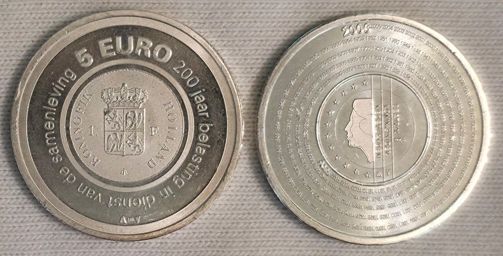 Nederland €5 – Belasting Vijfje – Zilver, Koningin Beatrix, Zilver, Euro's, Ophalen of Verzenden