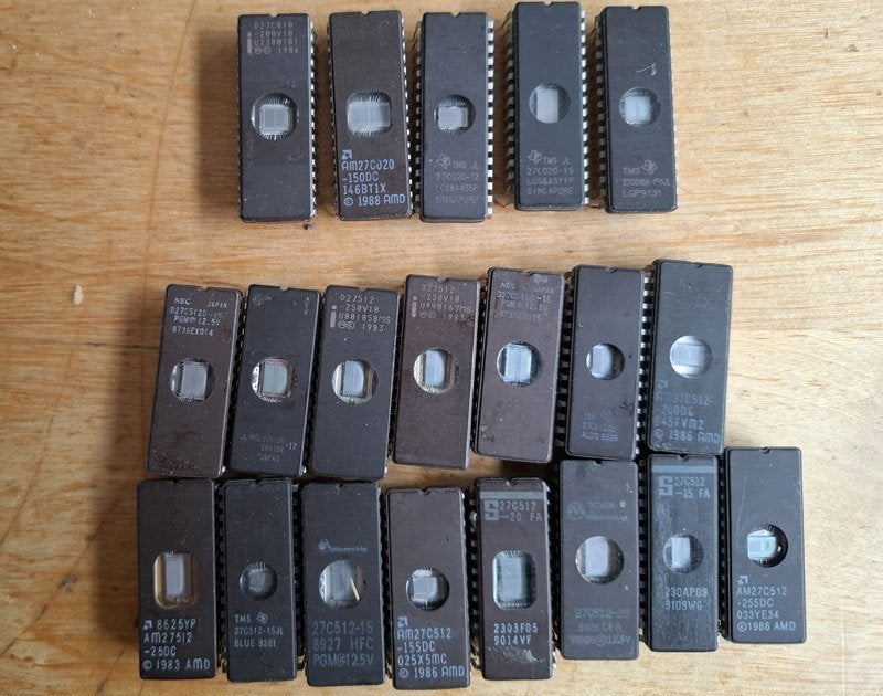 21 x eproms 27(c)512 / 27C010 / 27C020 (used), Ophalen of Verzenden, Gebruikt
