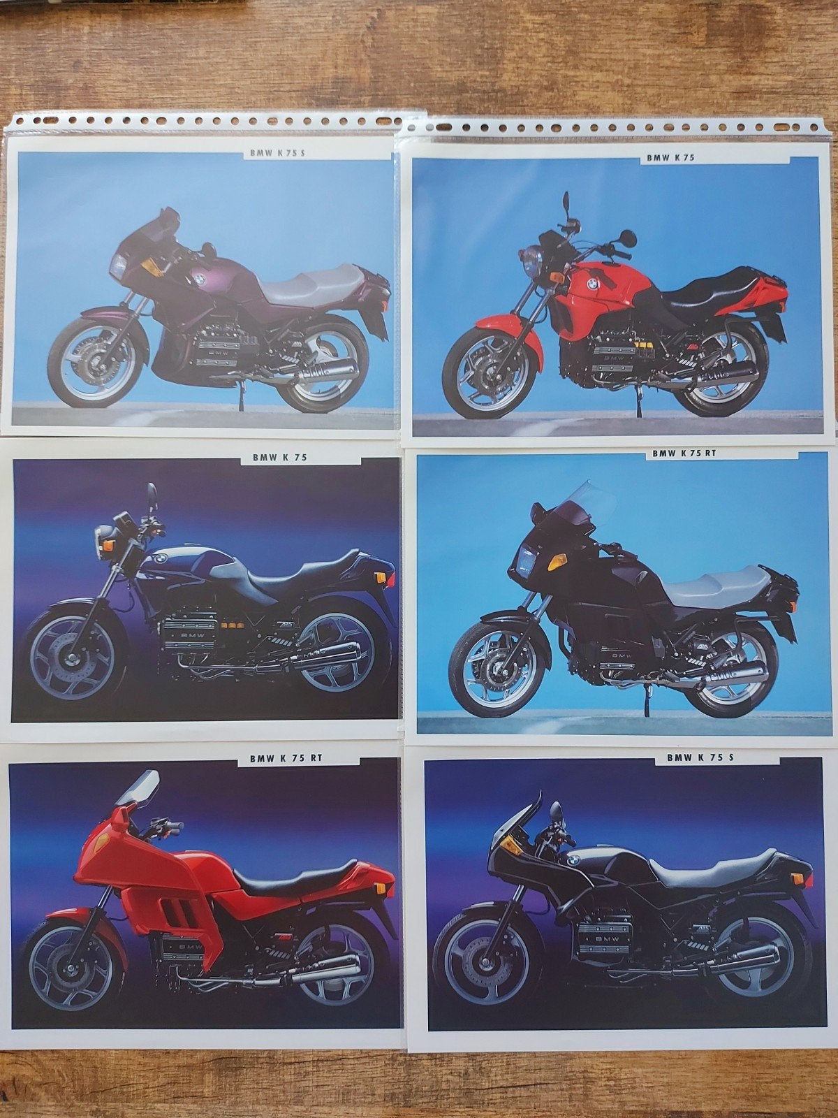 6x Bmw K 75 motorfiets folder sheets, Motoren, Ophalen of Verzenden, BMW