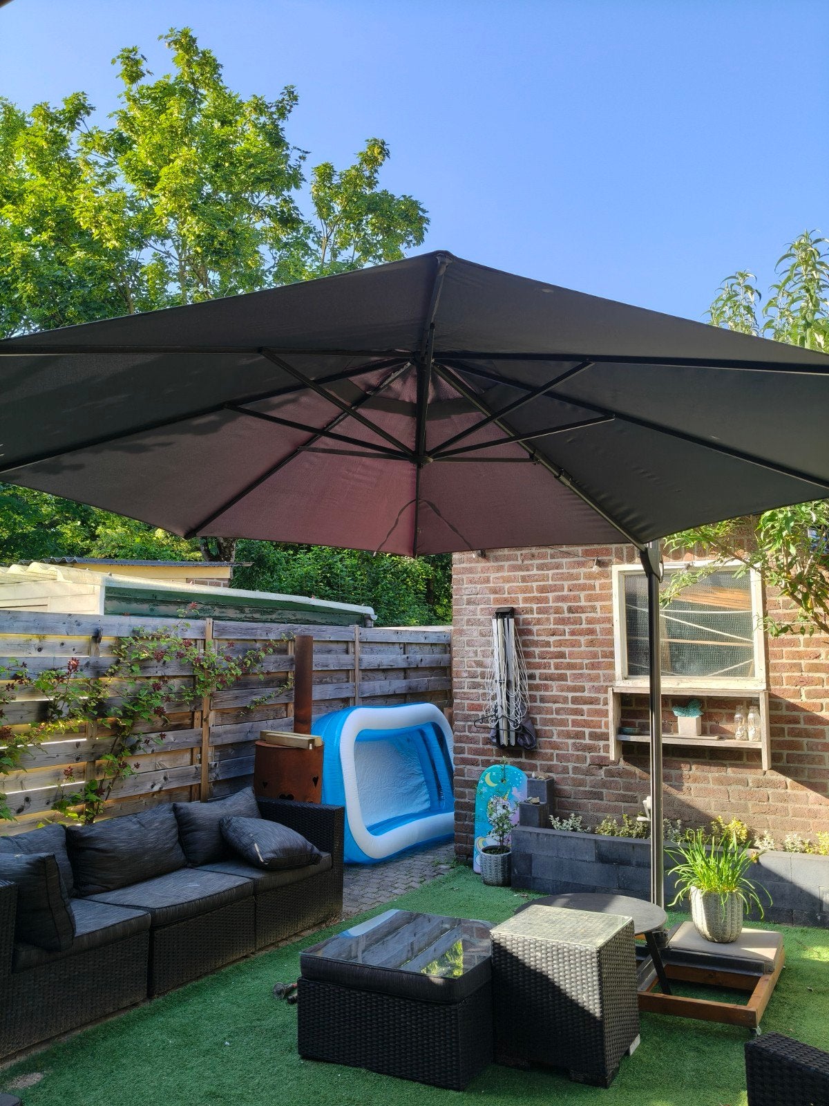 Grote zweefparasol grijs, Tuin en Terras, Parasols, Ophalen, Zweefparasol, Verstelbaar
