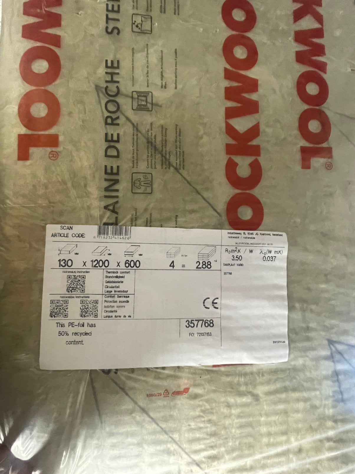 Rockwool 3x, Ophalen, Zo goed als nieuw, Steenwol, 4 tot 8 cm