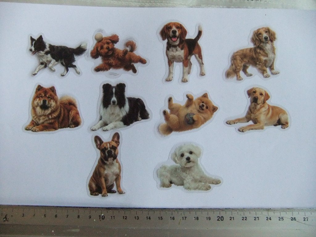 10 Honden Polypropyleen stickers set 2, Verzenden