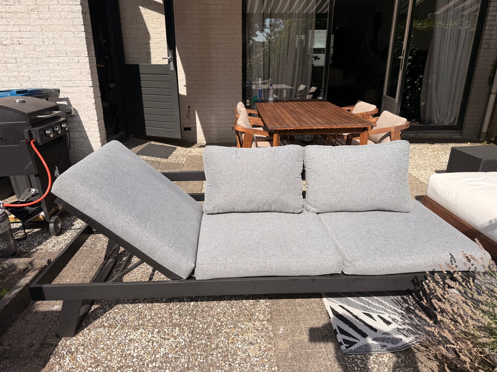 Loungebank | Loungebed | 3 in 1, Ophalen, Zo goed als nieuw, Aluminium, Verstelbaar