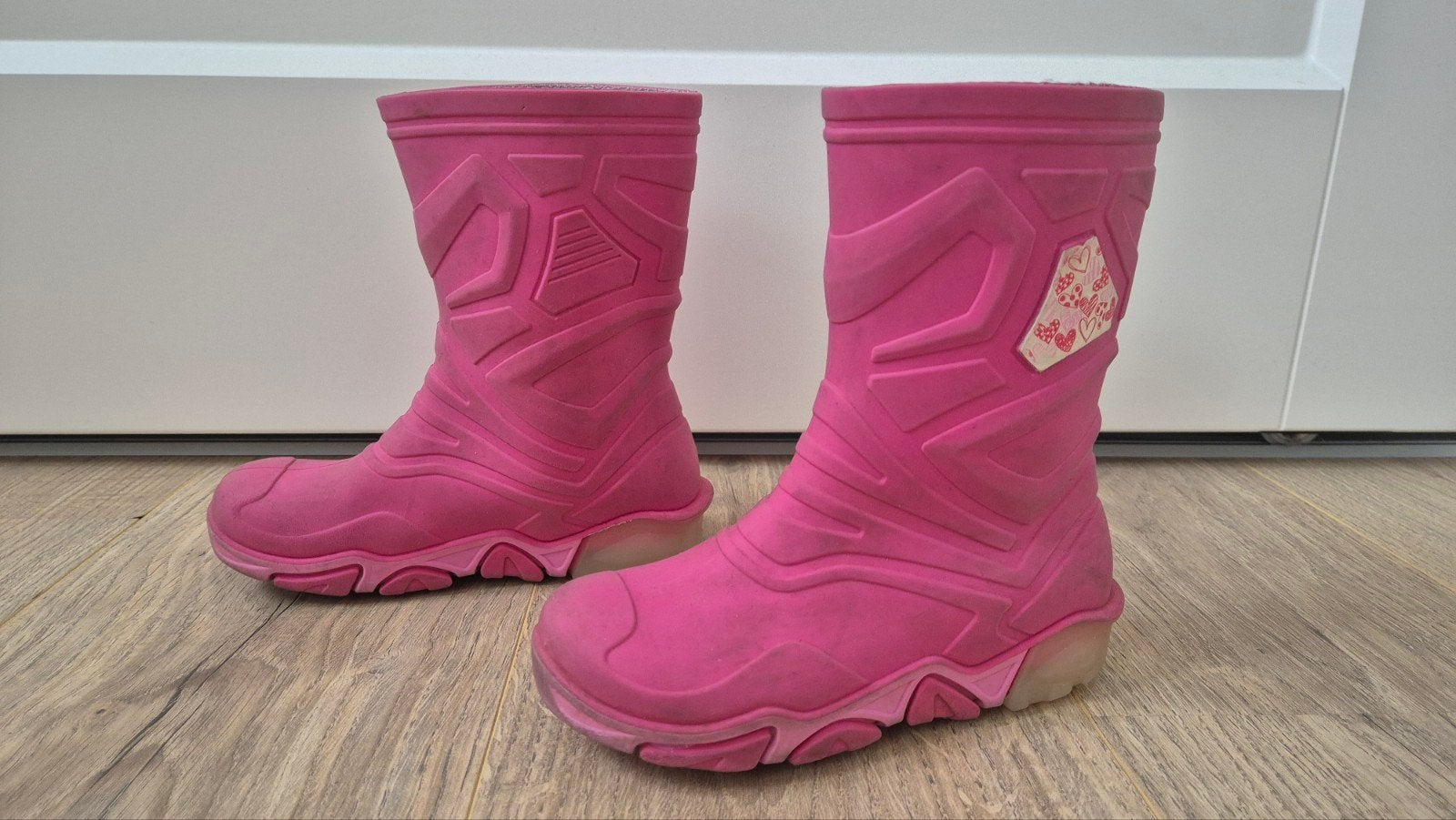 Roze kinderlaarzen met lichtjes in de hak van de zool, 30/31, Ophalen of Verzenden, Gebruikt, Meisje, Laarzen