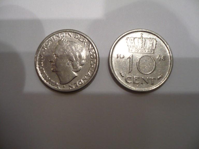 munten Wilhelmina 1948 (1 cent, 5 cent en 10 cent), Postzegels en Munten, Munten | Nederland, Ophalen, Koningin Wilhelmina, Overige waardes